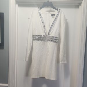 VENUS Ivory Dress with Metallic Accents